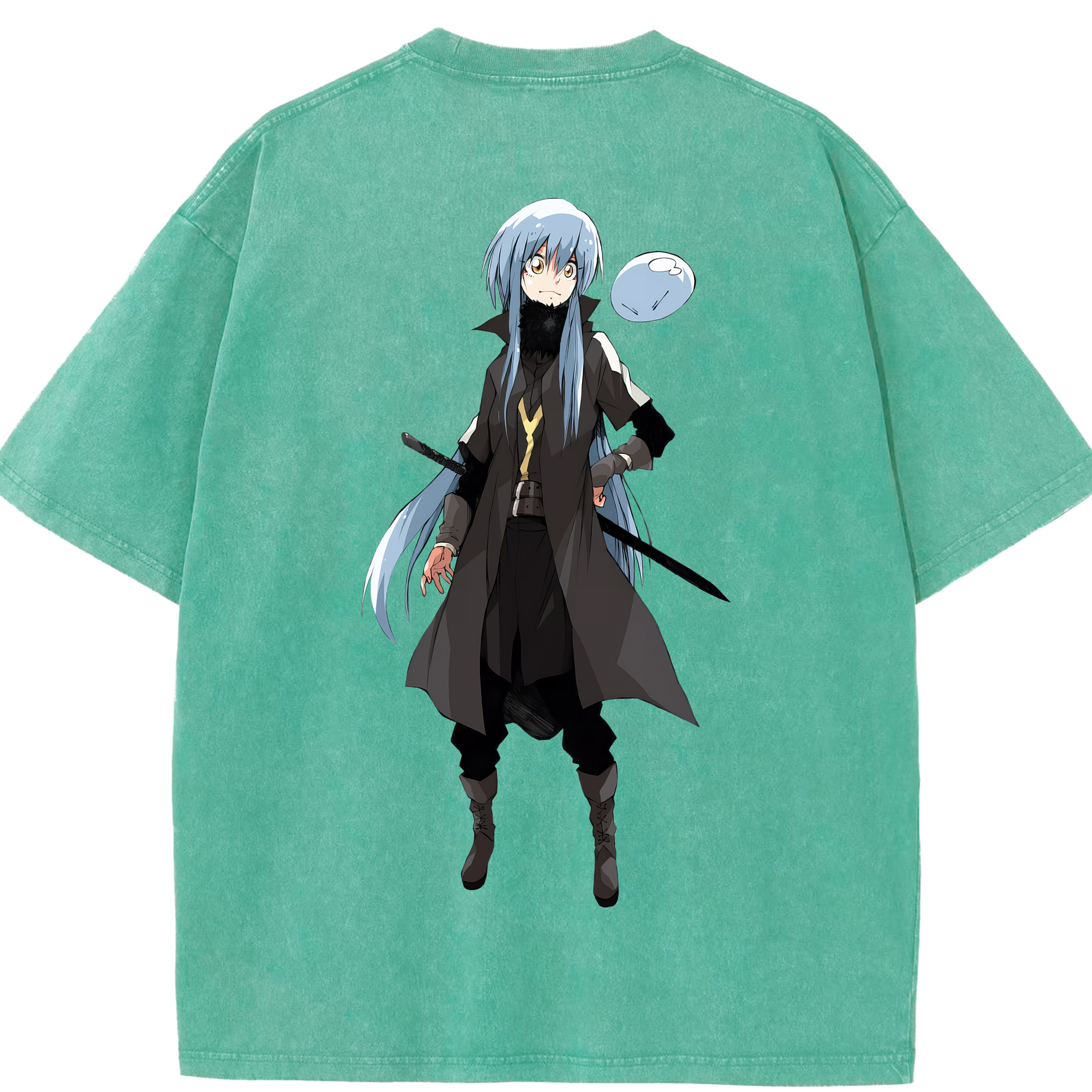 （画像用） 転スラ Regarding Reincarnated to Slime 綿100% ヴィンテージ風 半袖Tシャツ（背面プリント）